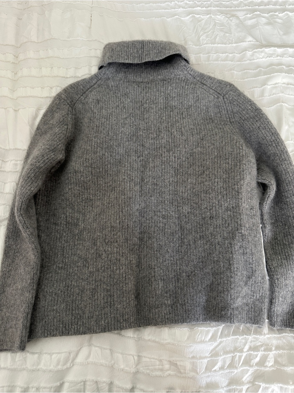 Quince 100% Mongolian Cashmere Fisherman Turtleneck Sweater Heather Grey - Picture 5 of 5